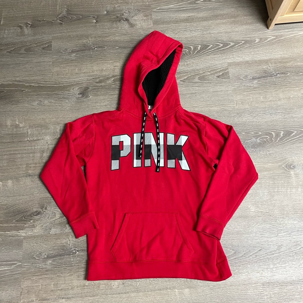 PINK Victoria's Secret Red Logo Hooded Sweatshirt